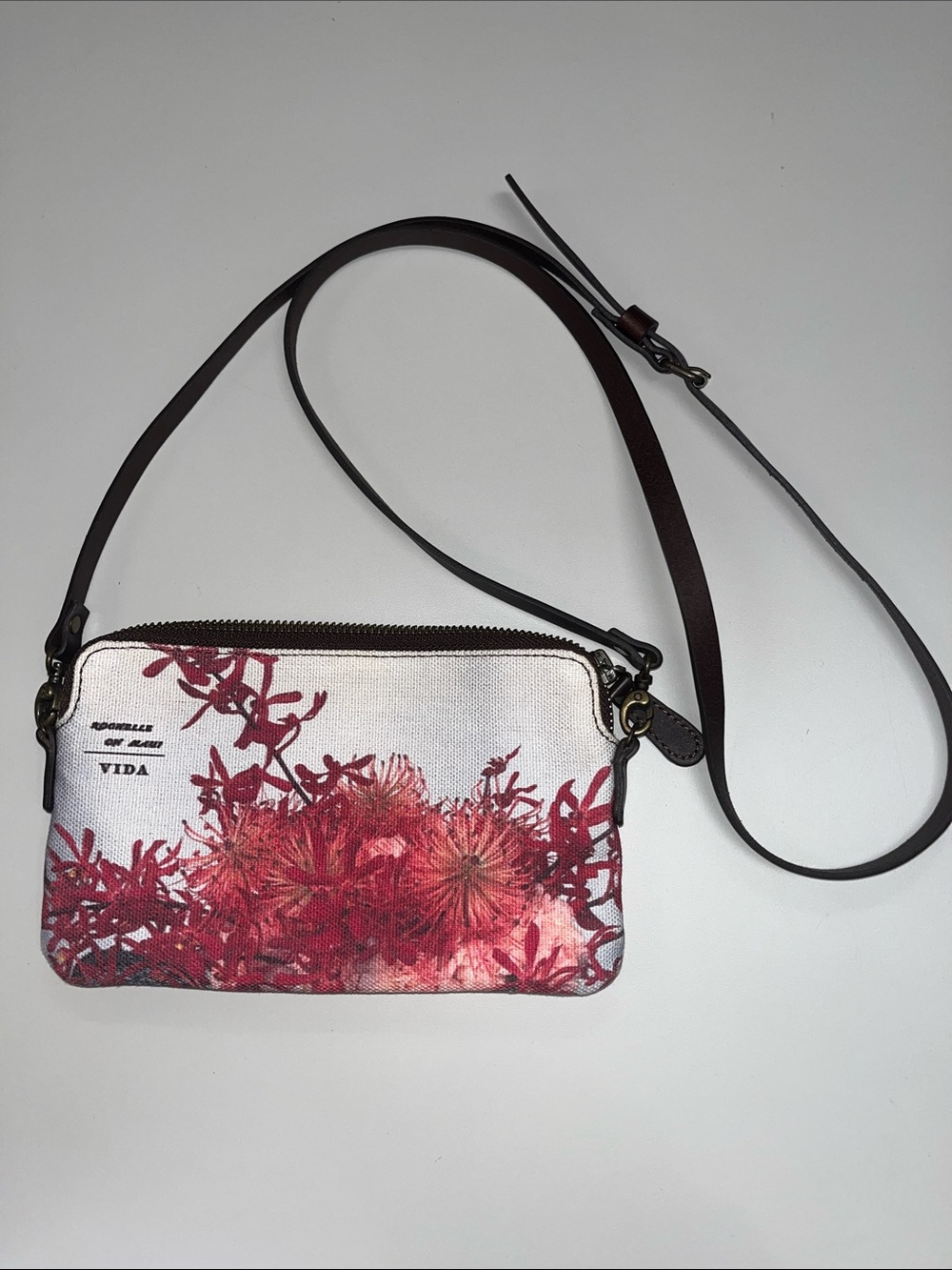 VIDA Floral Crossbody / Belt Bag Red & Brown